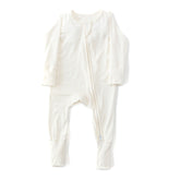 Organic Zipper Romper - Daisy White